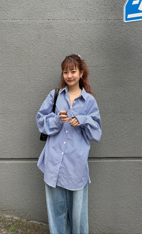 【少量再入荷】ストライプオーバーシャツ